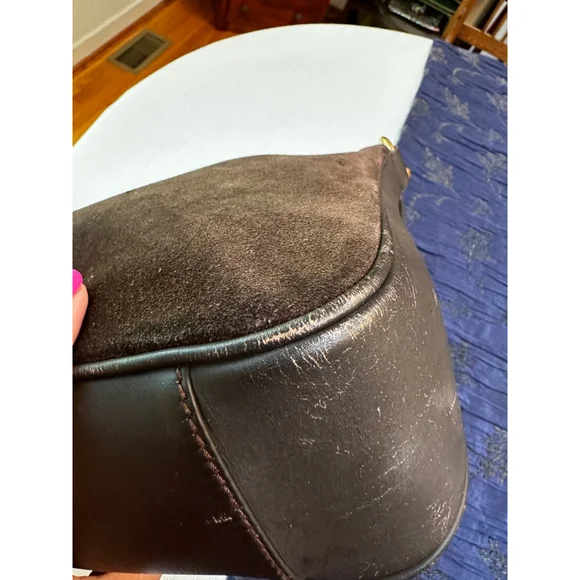 Gucci Brown Suede Bamboo Handle Bag w/ Shoulder Strap - Picture 12 of 16